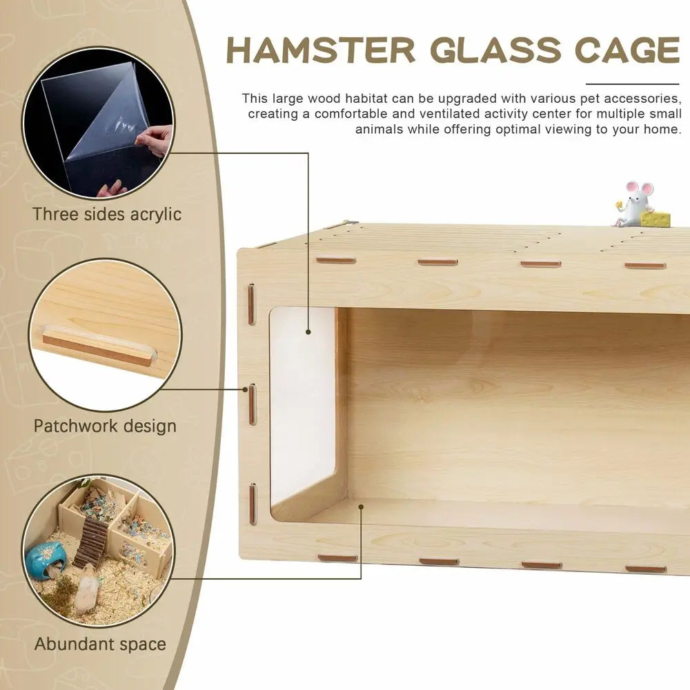 Modern MDF & Acrylic Hamster Cage with Large Viewing Area