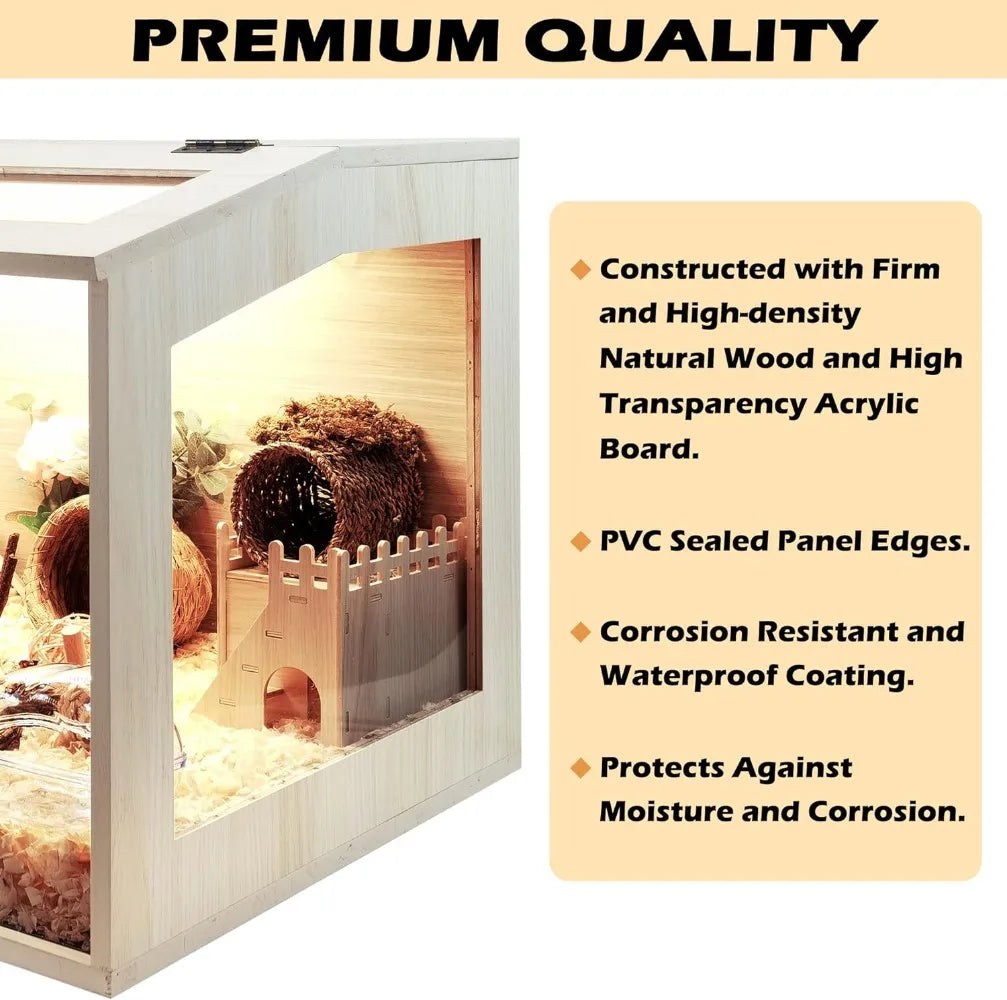 Spacious 48 Inch Wooden Hamster Cage with Clear View