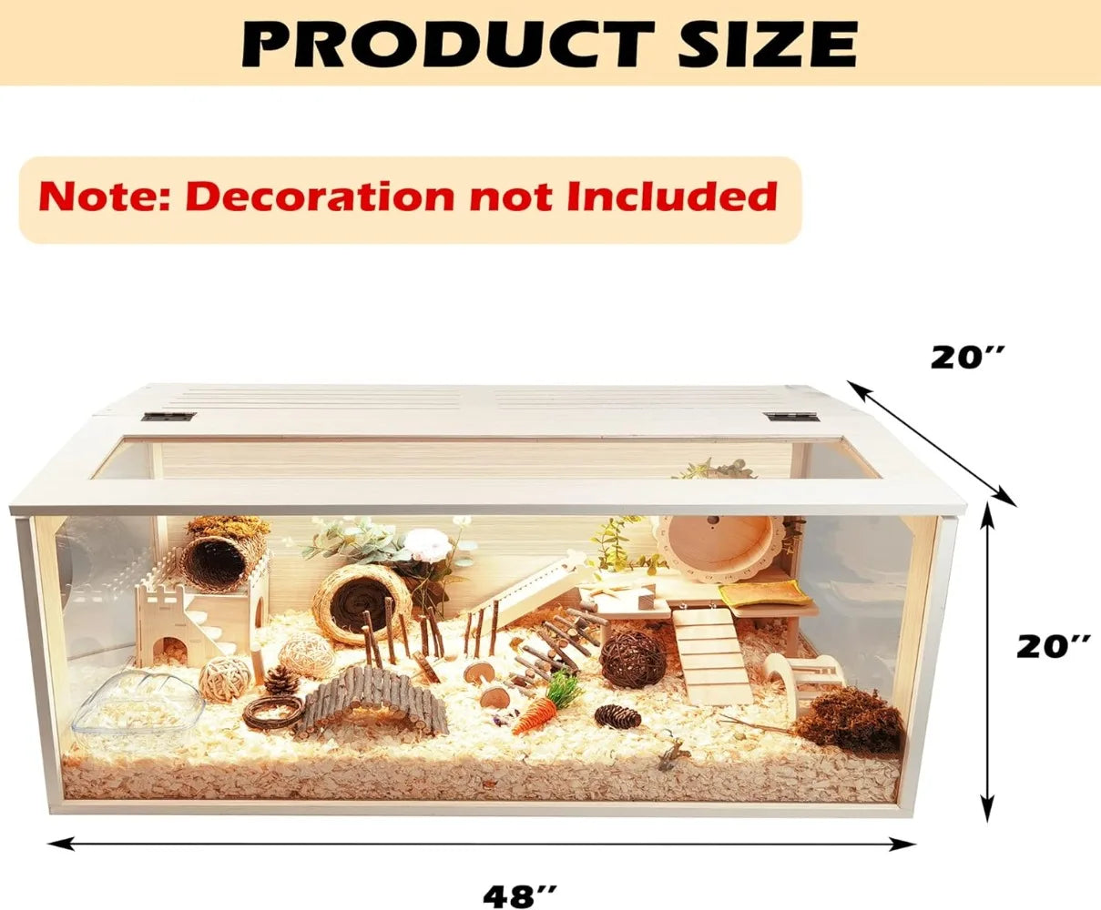 Spacious 48 Inch Wooden Hamster Cage with Clear View