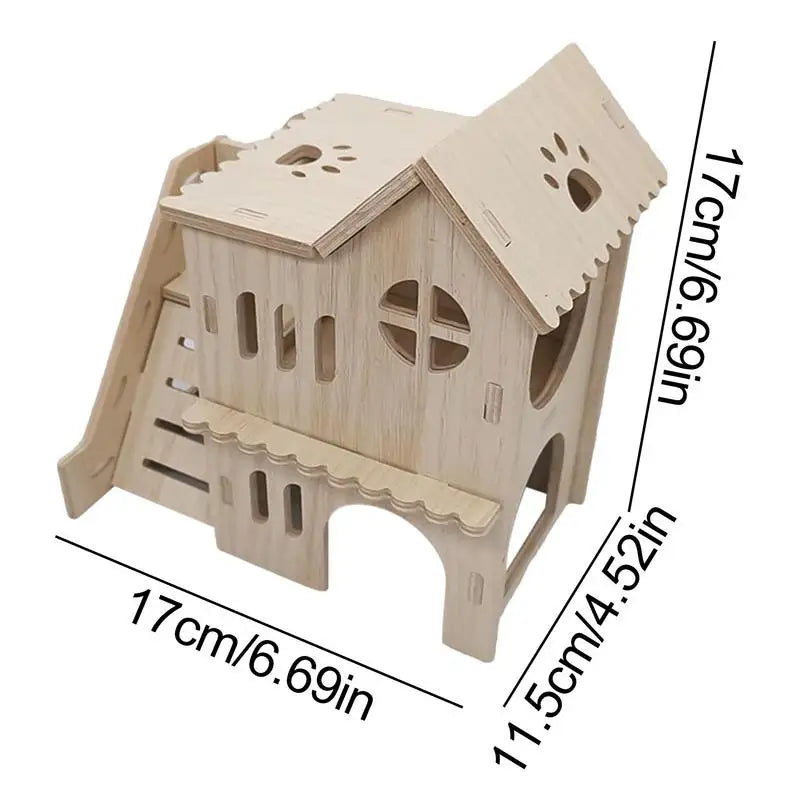 Wooden Hamster Hideout Maze House - Double-Decker Castle