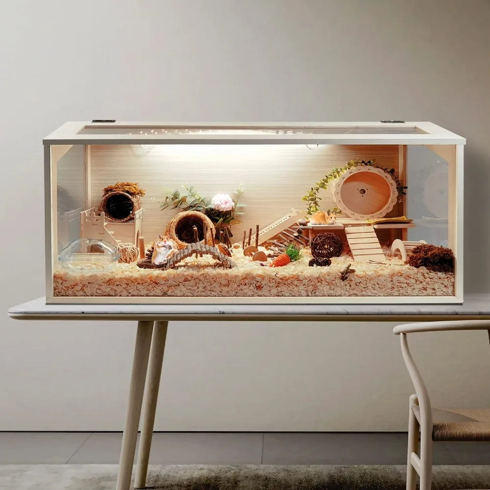 Spacious 48 Inch Wooden Hamster Cage with Clear View