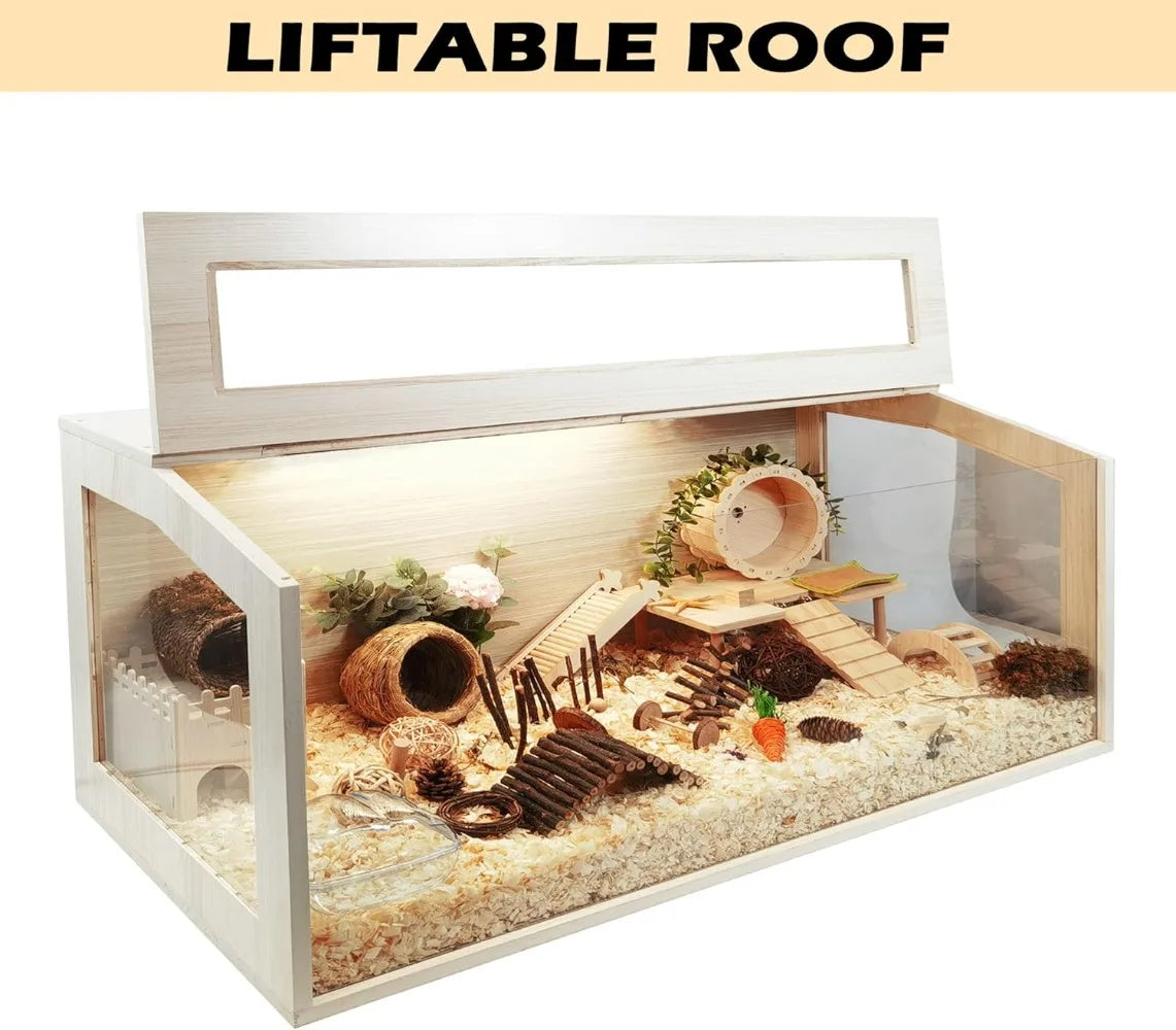 Spacious 48 Inch Wooden Hamster Cage with Clear View